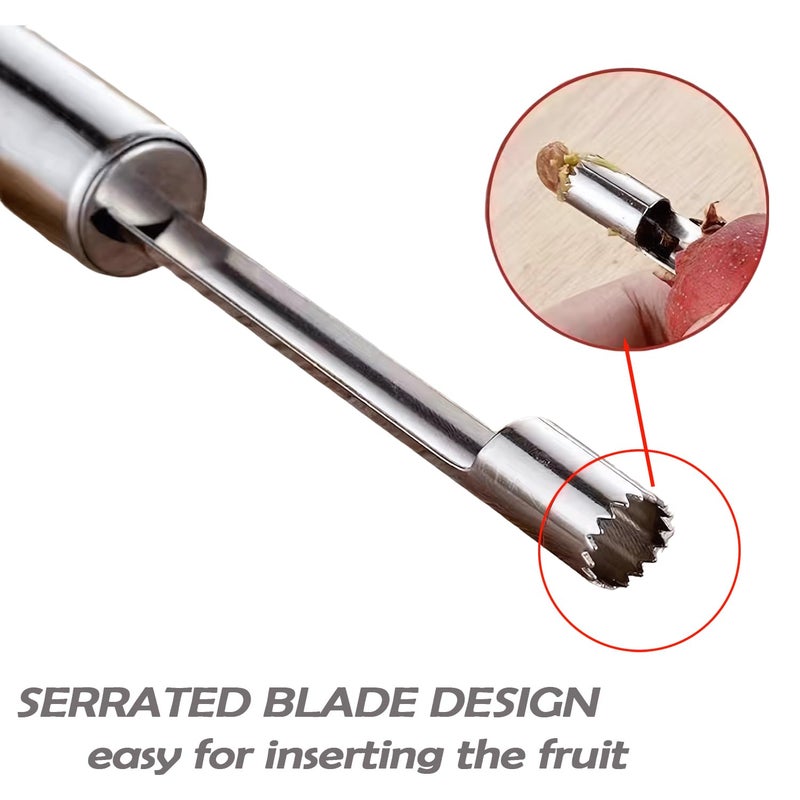 SvaTao Corer and Pitter Set of 4, Multi-Function Corer and Pitter Remover Set, Stainless Steel Core Remover Tool for Apple, Pear, Cherry, Jujube, Red Dates or More with Sharp Serrated Blade - Image 5